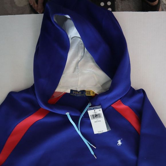 Polo Ralph Lauren Women Sz 2XL Blue Multi Embroidered Logo Pullover Hoodie $168 - Picture 4 of 5